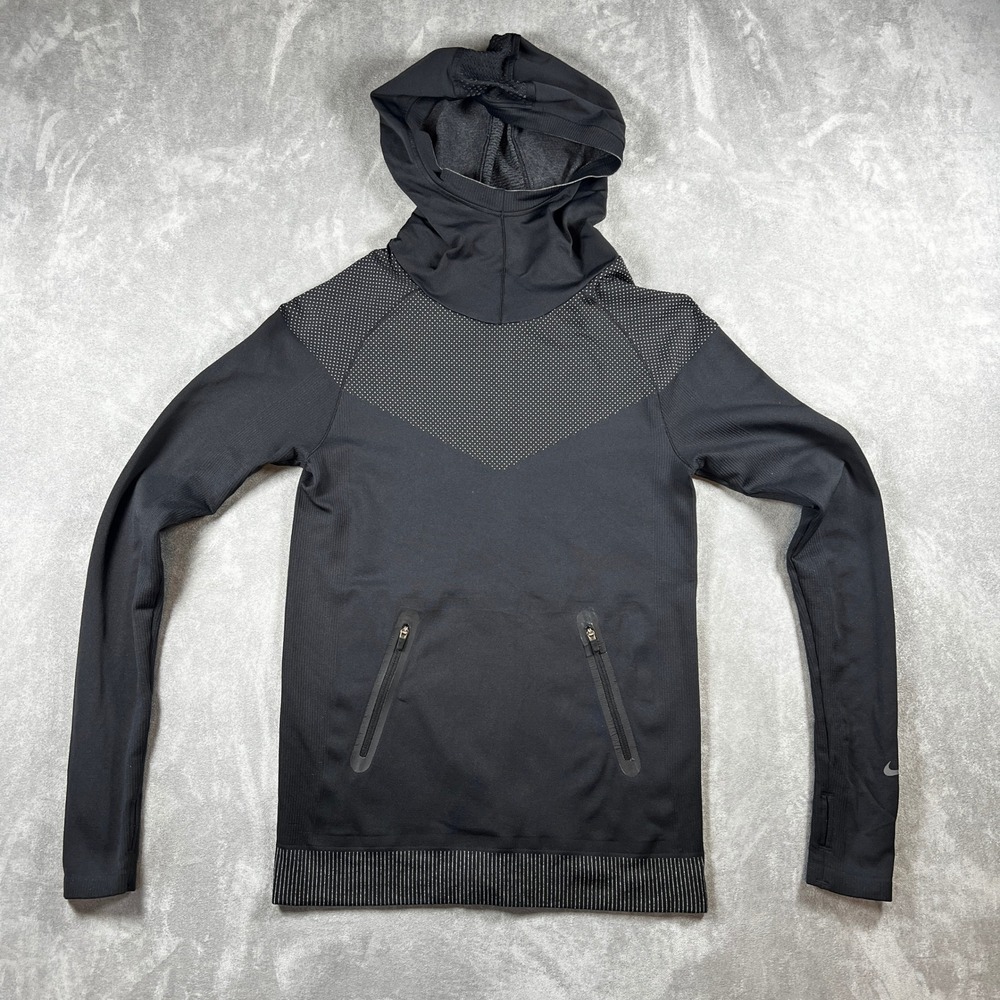 Nike Shield Max Running Hoodie 588168-010 Black Reflective Scuba Men's Xs